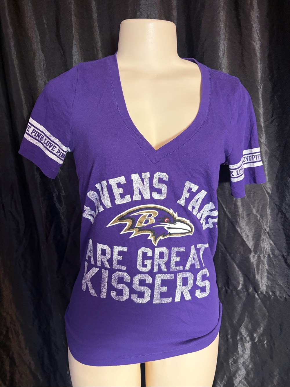 PINK Victoria's Secret Purple Baltimore Ravens V-Neck Tee